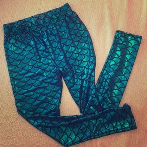 Teal Mermaid Scale Leggings